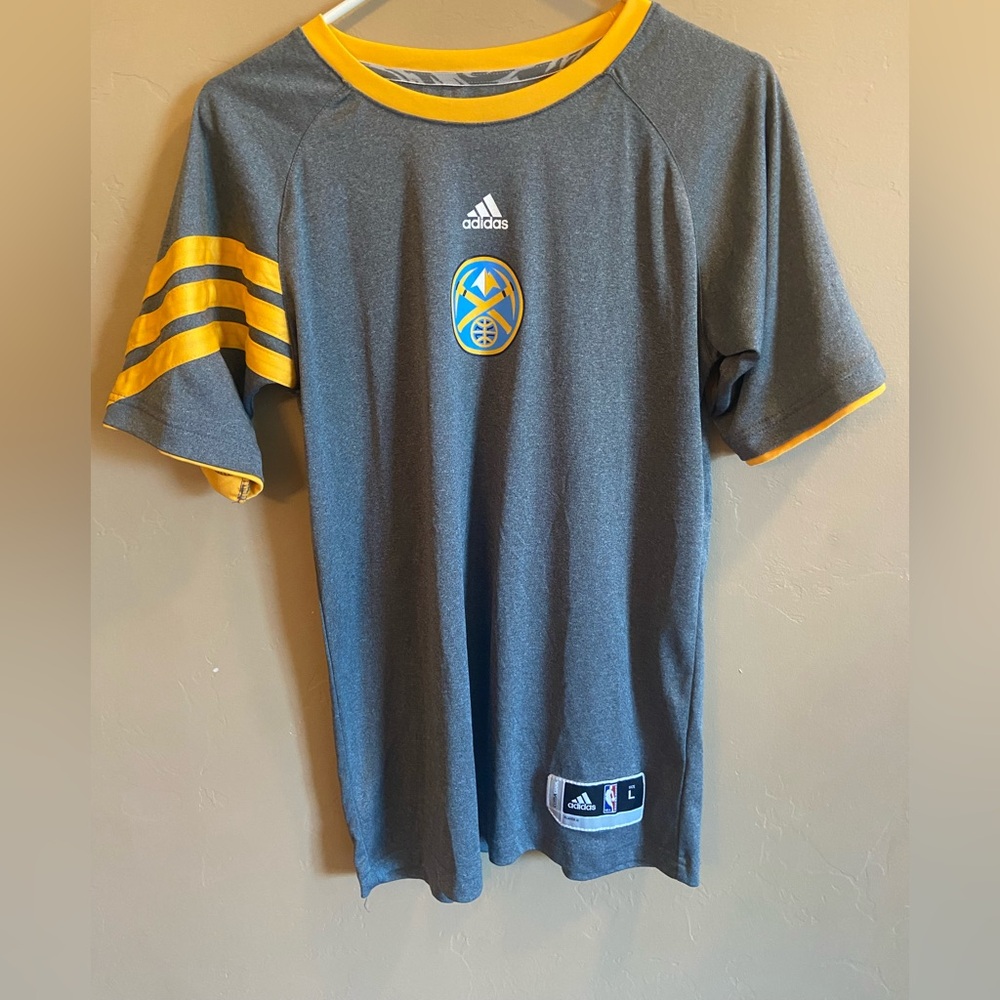 Adidas NBA Denver Nuggets Tshirt size large 14/16 Dri-fit 100 polyester